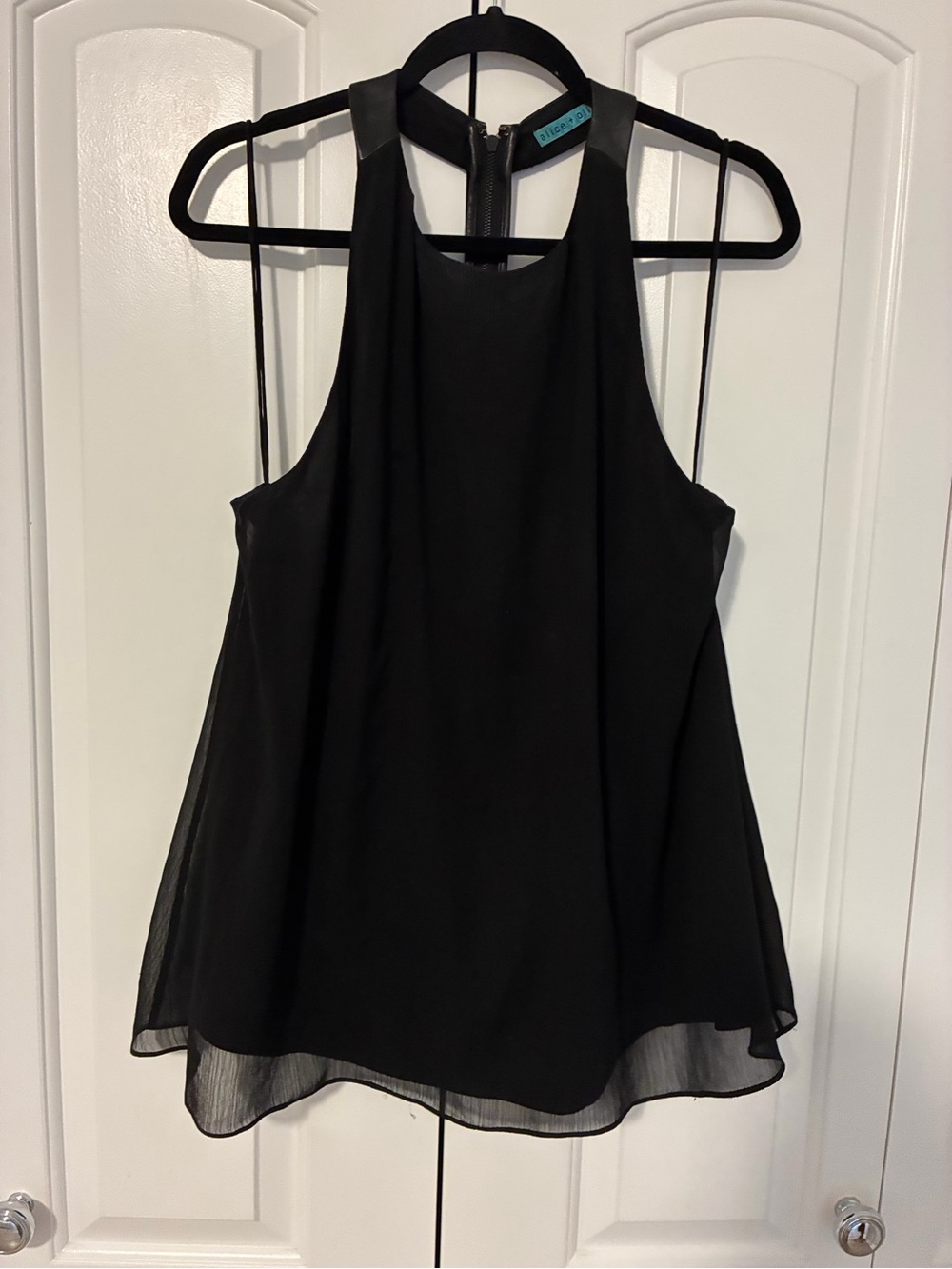 Alice + Olivia Black Sheer Back-Zip Halter Blouse/ Size Small(estimated) - Picture 2 of 8
